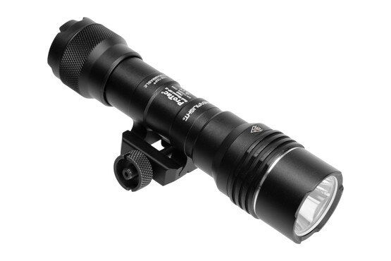 Rail mounted weapon light, black.